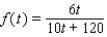 Salt water of concentration 0.1 pound of salt per gallon flows into a large tank that initially contains 72 gallons of pure water. If the flow rate of salt water into the tank is 6 gal/min, find a formula for the salt concentration   (in lb/gal)  after t minutes. A)    B)    C)    D)    E)   