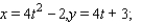 Find an equation in x and y whose graph contains the points on the curve C. Sketch the graph of C, and indicate the orientation.   t in   A)    B)    C)    D)    E)   