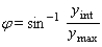 Lissajous figures are used in the study of electrical circuits to determine the phase difference   between a known voltage   and an unknown voltage   having the same frequency. The voltages are graphed parametrically as   and   . If   is acute, then   where y<sub> </sub><sub>int</sub><sub> </sub> is the nonnegative y -intercept and y<sub> max </sub> is the maximum y -value on the curve. Graph the parametric curve and use the graph to approximate   in degrees if   A)    B)    C)    D)    E)   