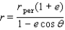 Polar equations of conics can be used to describe the motion of comets. These paths can be graphed using the following polar equation, where e is the eccentricity of the conic and r<sub> per </sub> is the perihelion distance measured in AU. For Encke's Comet r<sub> per </sub> = 0.3317 and e = 0.8499, determine whether its trajectory is elliptical, parabolic, or hyperbolic.   A) parabolic B) hyperbolic C) elliptical