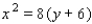 Find an equation of the parabola that satisfies the condition. Vertex   , focus   A)    B)    C)    D)    E)   