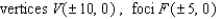 Find an equation for the ellipse that has its center at the origin and satisfies the conditions.   A)    B)    C)    D)    E)   