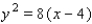 Find an equation of the parabola that satisfies the condition. Vertex   , focus   A)    B)    C)    D)    E)   