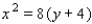 Find an equation of the parabola that satisfies the condition. Vertex   , focus   A)    B)    C)    D)    E)   