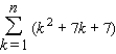Express the sum in terms of n.   (Hint: Use the theorem on sums to write the sum as   . Next, use the following formulas   and the theorem on the sum of a constant.)  A)    B)    C)    D)    E)   
