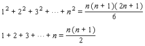 Express the sum in terms of n.   (Hint: Use the theorem on sums to write the sum as   . Next, use the following formulas   and the theorem on the sum of a constant.)  A)    B)    C)    D)    E)   