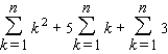 Express the sum in terms of n.   (Hint: Use the theorem on sums to write the sum as   . Next, use the following formulas   and the theorem on the sum of a constant.)  A)    B)    C)    D)    E)   