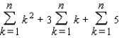 Express the sum in terms of n.   (Hint: Use the theorem on sums to write the sum as   . Next, use the following formulas   and the theorem on the sum of a constant.)  A)    B)    C)    D)    E)   
