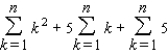 Express the sum in terms of n.   (Hint: Use the theorem on sums to write the sum as   . Next, use the following formulas   and the theorem on the sum of a constant.)  A)    B)    C)    D)    E)   