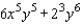 Factor the polynomial.   A) 2x<sup> 3 </sup>y<sup> 5 </sup>(3x<sup> 2 </sup> + y)  B) 2x<sup> 3 </sup>y<sup> 5 </sup>(x<sup> 2 </sup> + y)  C) 3x<sup> 3 </sup>y<sup> 5 </sup>(2x<sup> 2 </sup> + y)  D) 6x<sup> 3 </sup>y<sup> 5 </sup>(3x<sup> 2 </sup> + y<sup> 2 </sup>)  E) 2x<sup> 3 </sup>y<sup> 5 </sup>(x<sup> 2 </sup> + y<sup> 6 </sup>) 