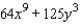 Factor the polynomial.   A) (4x<sup> 6 </sup> + 5y)  (16x<sup> 3 </sup> - 20x<sup> 3 </sup>y + 25y<sup> 2 </sup>)  B) (4x<sup> 3 </sup> + 5y)  (16x<sup> 6 </sup> - 20x<sup> 3 </sup>y + 25y<sup> 2 </sup>)  C) (4x<sup> 3 </sup> + 5y)  (16x<sup> 6 </sup> + 40x<sup> 3 </sup>y - 25y<sup> 2 </sup>)  D) (4x<sup> 3 </sup> - 5y)  (16x<sup> 6 </sup> + 20x<sup> 3 </sup>y + 25y<sup> 2 </sup>)  E) (4x<sup> 3 </sup> + 5y)  (16x<sup> 6 </sup> - 40x<sup> 3 </sup>y + 25y<sup> 2 </sup>) 