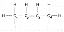 The number of electron pairs shared between carbon 2 and 3 in the accompanying figure is:   A)  one. B)  one and a half. C)  two. D)  three. E)  four