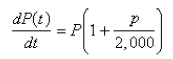 Suppose that a population grows according to a logistic model with carrying capacity   and   per year.Choose the logistic differential equation for these data. A)    B)    C)    D)    E)   