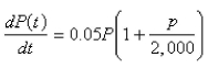 Suppose that a population grows according to a logistic model with carrying capacity   and   per year.Choose the logistic differential equation for these data. A)    B)    C)    D)    E)   