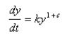 Let   be a positive number.A differential equation of the form   where   is a positive constant is called   because the exponent in the expression   is larger than the exponent 1 for natural growth.An especially prolific breed of rabbits has the growth term   If   such rabbits breed initially and the warren has   rabbits after   months, then when is doomsday? A)    B)    C)    D)    E)   