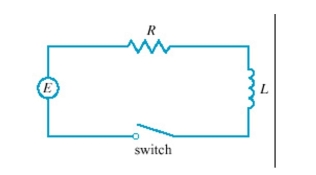 In the circuit shown in Figure, a generator supplies a voltage of   volts, the inductance is 2 H, the resistance is 40   , and   Find the current 0.2 s after the switch is closed.Round yourAnswer to two decimal places.  