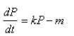 Consider a population   with constant relative birth and death rates   and   respectively, and a constant emigration rate   , where   and   Then the rate of change of the population at time   is modeled by the differential equation   where   Find the solution of this equation with the rate of change of the population at time   that satisfies the initial condition  