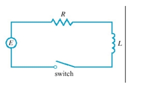 In the circuit shown in Figure, a generator supplies a voltage of   volts, the inductance is 2 H, the resistance is 40   and   Find the current 0.2 s after the switch is closed.Round yourAnswer to two decimal places.  