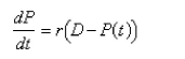   be the performance level of someone learning a skill as a function of the training time t.The graph of P is called a   We propose the differential equation   as a reasonable model for learning, where r is a positive constant.Solve it as a linear differential equation.