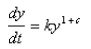 Let   be a positive number.A differential equation of the form   where   is a positive constant is called   because the exponent in the expression   is larger than the exponent 1 for natural growth.An especially prolific breed of rabbits has the growth term   If   such rabbits breed initially and the warren has   rabbits after   months, then when is doomsday?