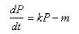 Consider a population   with constant relative birth and death rates   and   respectively, and a constant emigration rate   , where   Then the rate of change of the population at time   is modeled by the differential equation   where   Find the solution of this equation with the rate of change of the population at time   that satisfies the initial condition  