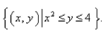 The base of   is the parabolic region   Cross-sections perpendicular to the   axis are squares.Find the volume of  