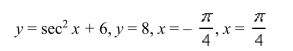 Select the correct Answer for each question. -Sketch the region bounded by the graphs of the given equations and find the area of that region.   A)    B)    C)    D)   