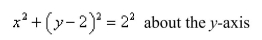 The region bounded by the given curves is rotated about the specified axis.Find the volume of the resulting solid by any method.  