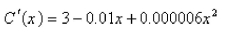 Select the correct Answer for each question. -The marginal cost of manufacturing x yards of a certain fabric is   in dollars per yard.Find the increase in cost if the production level is raised from   yards to   yards. A)    B)    C)    D)    E)   