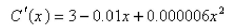 The marginal cost of manufacturing x yards of a certain fabric is   in dollars per yard.Find the increase in cost if the production level is raised from   yards to   yards.Select the correct Answer A)    B)    C)    D)    E)   