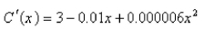 The marginal cost of manufacturing x yards of a certain fabric is   in dollars per yard.Find the increase in cost if the production level is raised from   yards to   yards.
