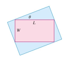 Find the maximum area of a rectangle that can be circumscribed about a given rectangle with length   and width W    