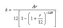 <strong>The size of the monthly repayment   that amortizes a loan of   dollars in   years at an interest rate of   per year, compounded monthly, on the unpaid balance is given by   The value of   can be found by performing the iteration   A family secured a loan of $360,000 from a bank to finance the purchase of a house.They have agreed to repay the loan in equal monthly installments of $2342 over 25 years.Find the interest rate on this loan.Round the rate to one decimal place.</strong> A)4.1% B)5.1% C)6.1% D)7.1% <div style=padding-top: 35px> 