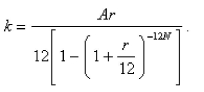 The size of the monthly repayment   that amortizes a loan of A dollars in N years at an interest rate of r per year, compounded monthly, on the unpaid balance is given by   The value of r can be found by performing the iteration   A family secured a loan of $360,000 from a bank to finance the purchase of a house.They have agreed to repay the loan in equal monthly installments of $2342 over 25 years.Find the interest rate on this loan.Round the rate to one decimal place.