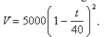 If a tank holds 5000 gallons of water, and that water can drain from the tank in 40 minutes, then Torricelli's Law gives the volume   of water remaining in the tank after   minutes as   Find the rate at which water is draining from the tank after   minutes.