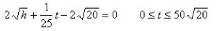 Select the correct Answer: for each question. -Water flows from a tank of constant cross-sectional area 50   through an orifice of constant cross-sectional area   located at the bottom of the tank.Initially, the height of the water in the tank was 20 ft, and t sec later it was given by the equation   How fast was the height of the water decreasing when its height was 2 ft?     A)    B)    C)    D)     