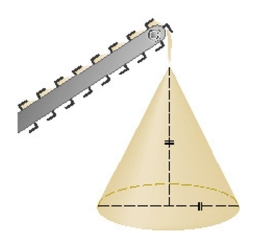 Gravel is being dumped from a conveyor belt at a rate of   ft/min and its coarseness is such that it forms a pile in the shape of a cone whose base diameter and height are always equal.How fast is the height of the pile increasing when the pile is   ft high? Round the result to the nearest hundredth.Select the correct Answer   A)    B)    C)    D)    E)   