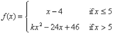 Select the correct Answer for each question. -Let   Find the value of   that will make   continuous on  