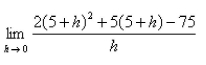 Find the limit by evaluating the derivative of a suitable function at an appropriate value of x.(Hint: Use the definition of the derivative.)  