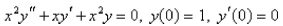 The solution of the initial-value problem   is called a Bessel function of order 0.Solve the initial - value problem to find a power series expansion for the Bessel function. A)    B)    C)    D)    E)   