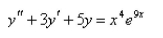 Find a trial solution for the method of undetermined coefficients.Do not determine the coefficients.  