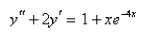 Find a trial solution for the method of undetermined coefficients.Do not determine the coefficients.  