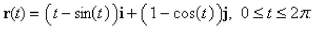 Find the work done by the force field   in moving an object along an arch of the cycloid  