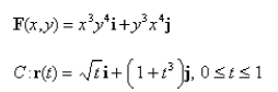 Find a function   such that   and use it to evaluate   along the given curve C.  