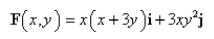 Use Green's Theorem to find the work done by the force   in moving a particle from the origin along the x-axis to (1, 0) then along the line segment to     and then back to the origin along the y-axis.