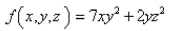 Select the correct Answer for each question. -Find the gradient vector field of the scalar function f.(That is, find the conservative vector field F for the potential function f of F.)    A)    B)    C)    D)   