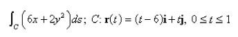 Select the correct Answer for each question. -Evaluate the line integral over the given curve C.   A) 28 B)    C)    D)   