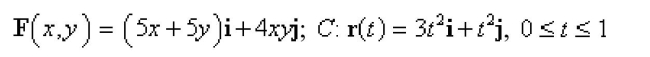 Select the correct Answer for each question. -Find the work done by the force field F on a particle that moves along the curve C.   A) 17 B) 19 C) 34 D)   