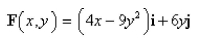 Use Green's Theorem to find the work done by the force   in moving a particle in the positive direction once around the triangle with vertices   and  