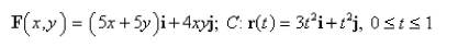 Find the work done by the force field F on a particle that moves along the curve C.Select the correct Answer   A) 17 B) 19 C) 34 D)   